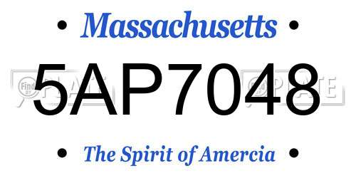 5AP7048 Massachusetts License Plate