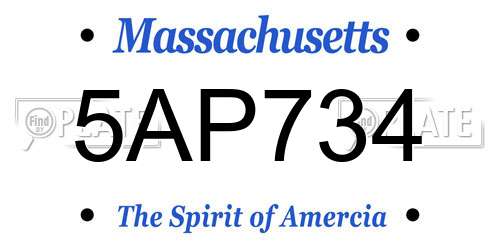 5AP734 Massachusetts License Plate