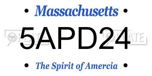 5APD24 Massachusetts License Plate