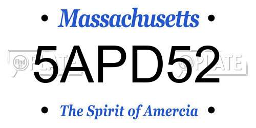 5APD52 Massachusetts License Plate