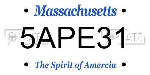 5APE31 Massachusetts License Plate