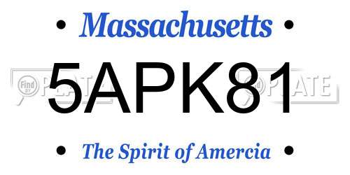 5APK81 Massachusetts License Plate