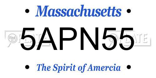 5APN55 Massachusetts License Plate