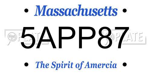 5APP87 Massachusetts License Plate
