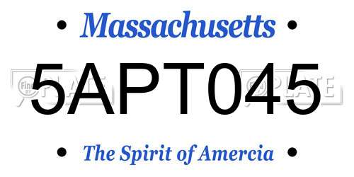 5APT045 Massachusetts License Plate