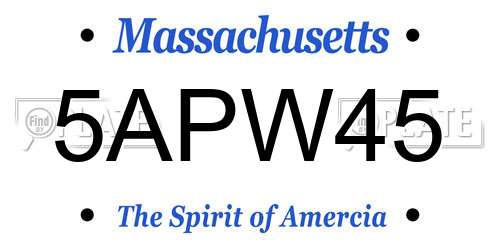 5APW45 Massachusetts License Plate