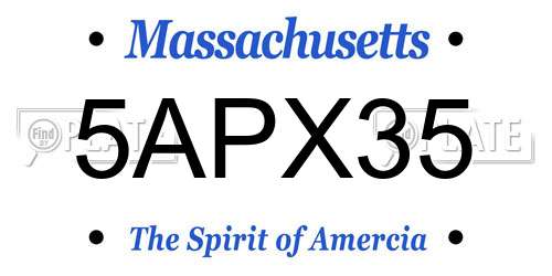 5APX35 Massachusetts License Plate