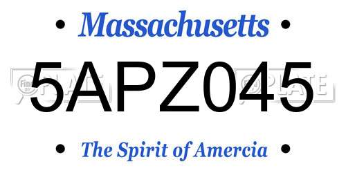 5APZ045 Massachusetts License Plate