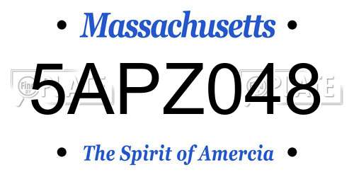 5APZ048 Massachusetts License Plate