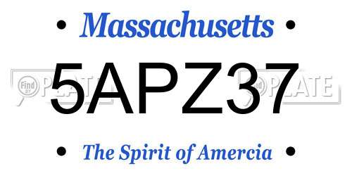 5APZ37 Massachusetts License Plate