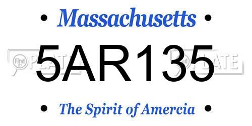 5AR135 Massachusetts License Plate