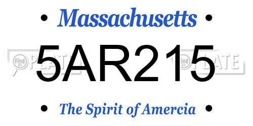 5AR215 Massachusetts License Plate