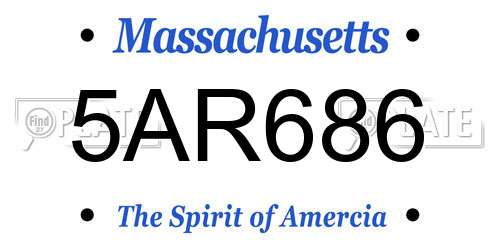 5AR686 Massachusetts License Plate