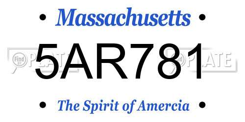 5AR781 Massachusetts License Plate