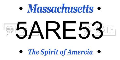 5ARE53 Massachusetts License Plate
