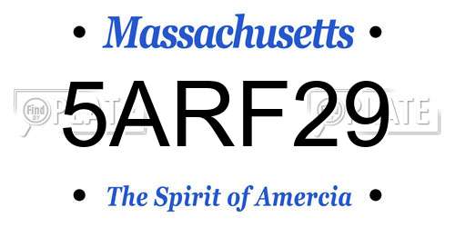 5ARF29 Massachusetts License Plate