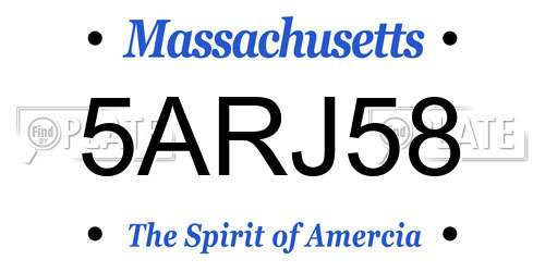 5ARJ58 Massachusetts License Plate