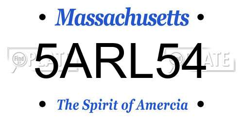 5ARL54 Massachusetts License Plate