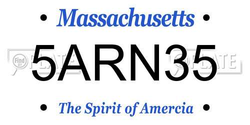 5ARN35 Massachusetts License Plate