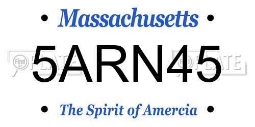 5ARN45 Massachusetts License Plate