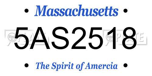 5AS2518 Massachusetts License Plate