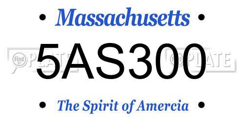 5AS300 Massachusetts License Plate