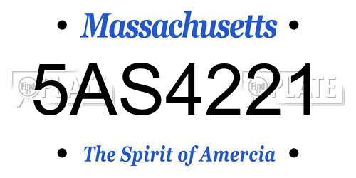 5AS4221 Massachusetts License Plate