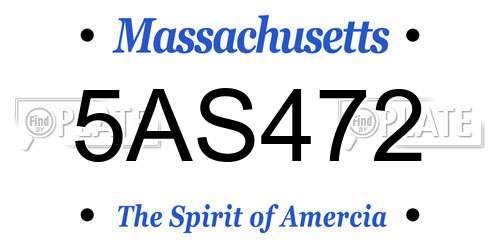 5AS472 Massachusetts License Plate