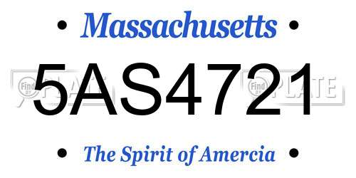 5AS4721 Massachusetts License Plate