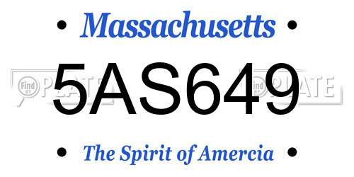 5AS649 Massachusetts License Plate