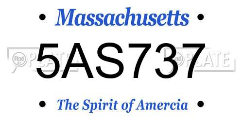 5AS737 Massachusetts License Plate