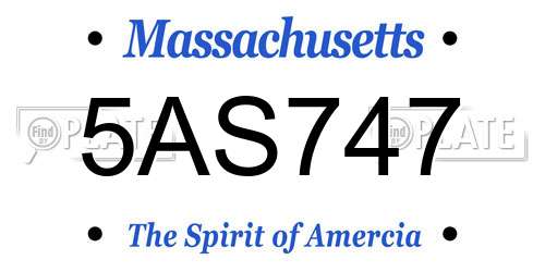 5AS747 Massachusetts License Plate
