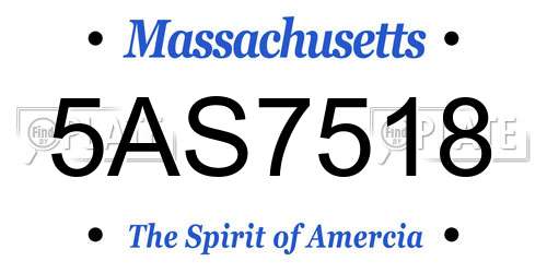 5AS7518 Massachusetts License Plate
