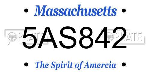 5AS842 Massachusetts License Plate