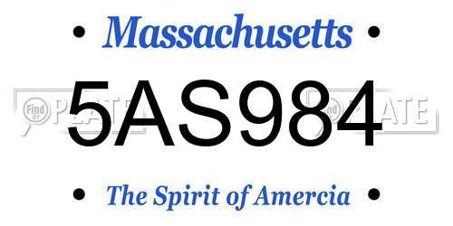 5AS984 Massachusetts License Plate