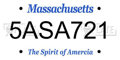 5ASA721 Massachusetts License Plate