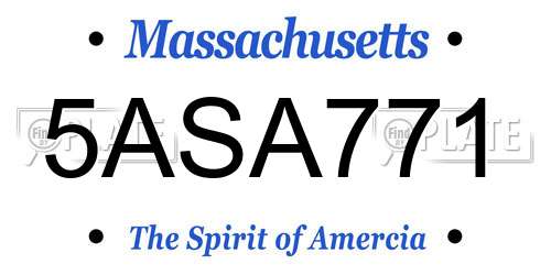 5ASA771 Massachusetts License Plate