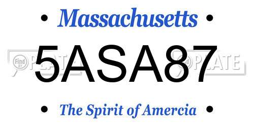 5ASA87 Massachusetts License Plate