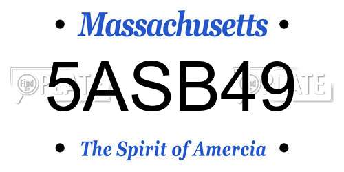 5ASB49 Massachusetts License Plate