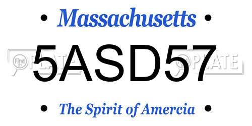 5ASD57 Massachusetts License Plate