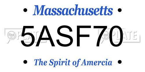 5ASF70 Massachusetts License Plate