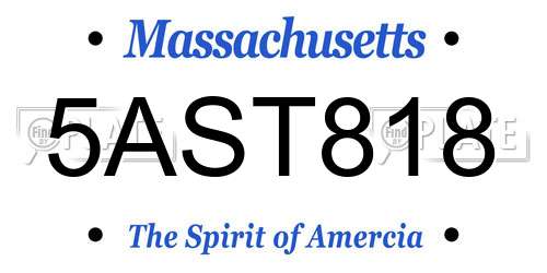 5AST818 Massachusetts License Plate