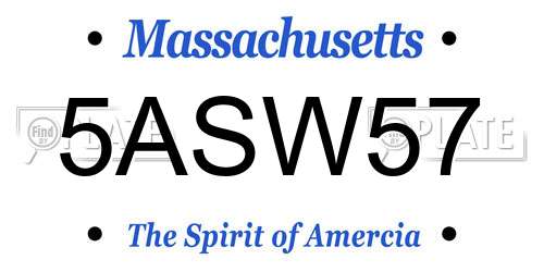 5ASW57 Massachusetts License Plate