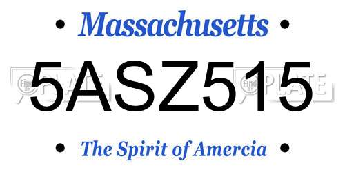 5ASZ515 Massachusetts License Plate