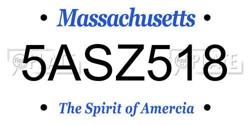 5ASZ518 Massachusetts License Plate