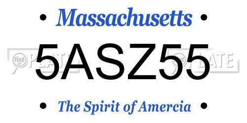 5ASZ55 Massachusetts License Plate