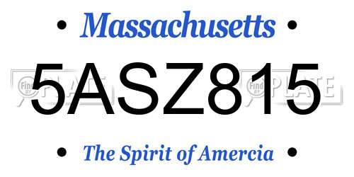 5ASZ815 Massachusetts License Plate