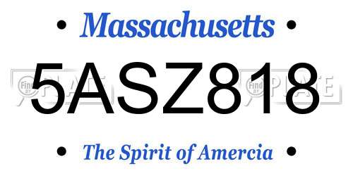 5ASZ818 Massachusetts License Plate