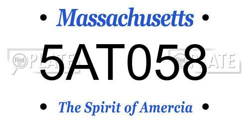 5AT058 Massachusetts License Plate