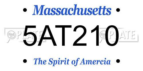 5AT210 Massachusetts License Plate